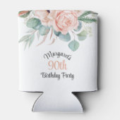 Vrouwelijke Pastel Waterverf Bloemen 90ste Verjaar Blikjeskoeler (Achterkant)