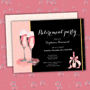 Vrouwelijke Pensioen Roze Zwart Champagne Kaart