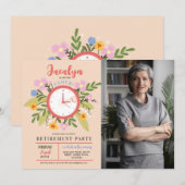 Vrouwelijke pensionering Off The Clock Bloemige Fu Kaart (Voorkant / Achterkant)