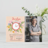 Vrouwelijke pensionering Off The Clock Bloemrijke Kaart (Staand voorkant)