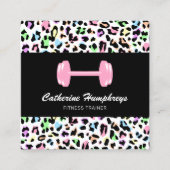 Vrouwelijke Personal Trainer Leopard Print Vierkante Visitekaartje (Voorkant)