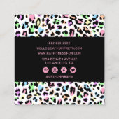 Vrouwelijke Personal Trainer Leopard Print Vierkante Visitekaartje (Achterkant)