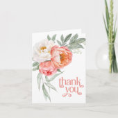 Vrouwelijke Perzik Bloemen Dank u Bedankkaart (Voorkant)