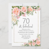 vrouwelijke perzik | Rozen Bloemen 70ste verjaarda Kaart (Voorkant)