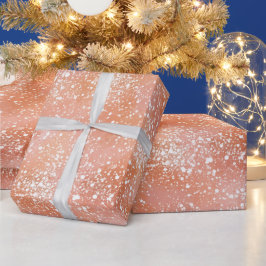Vrouwelijke perzikblush witte glinsterende patroon cadeaupapier