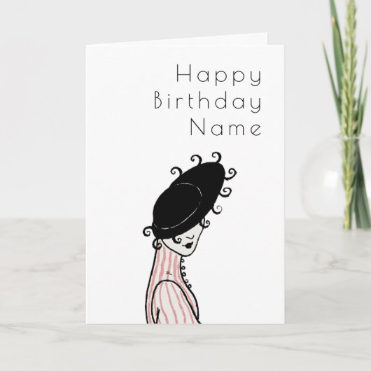 vrouwelijke Pet Elegant Art Deco Birthday Card Kaart (Voorkant)