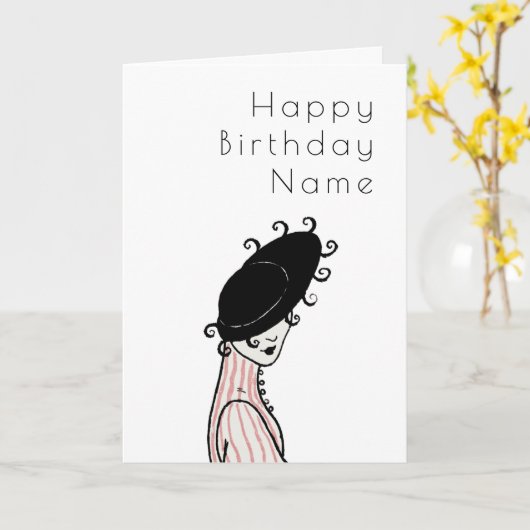 vrouwelijke Pet Elegant Art Deco Birthday Card Kaart (Gele Bloem)