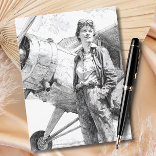 Vrouwelijke Piloot Portret Schets Fun Aviation Ver Briefkaart