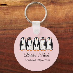 Vrouwelijke Pinguïn Bruids Troep Vrijgezellenfeest Sleutelhanger