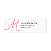 Vrouwelijke PKnk Wit Monogram Moderne Vlakte Etiket (Voorkant)