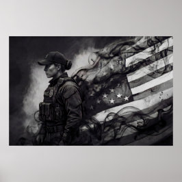 Vrouwelijke Politie Patriotische Handhaving Huldig Poster