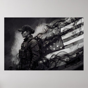 Vrouwelijke Politie Patriotische Handhaving Huldig Poster