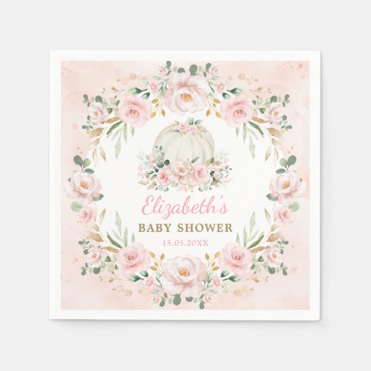 Vrouwelijke Pompoen Roze Blush Rozen Meisje Baby s Servet (Voorkant)