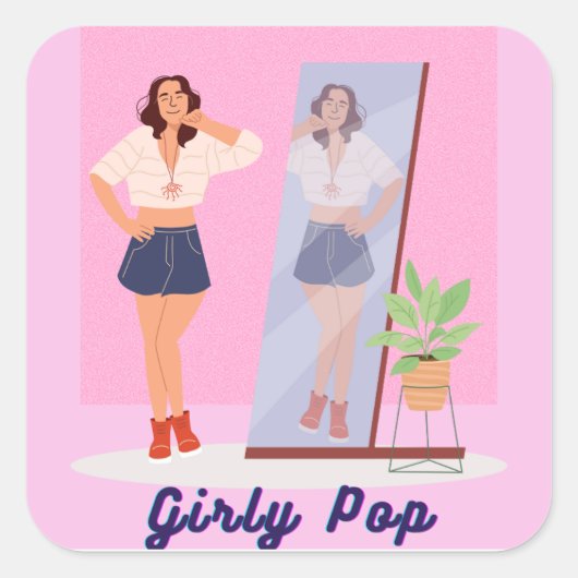 Vrouwelijke popstickers vierkante sticker (Voorkant)