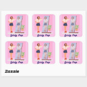 Vrouwelijke popstickers vierkante sticker (Vel)