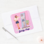 Vrouwelijke popstickers vierkante sticker (Envelop)