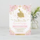 Vrouwelijke Prinses Assepoester Roze Gouden Verjaa Kaart (Staand voorkant)