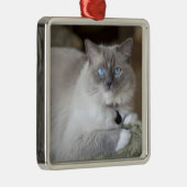 Vrouwelijke Ragdoll kat Metalen Ornament (Rechts)