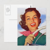  vrouwelijke rederij achter het stuur briefkaart (Voorkant / Achterkant)