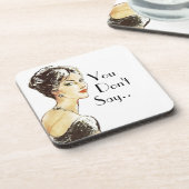 vrouwelijke retro illustratie sarcasme citaat bier onderzetter (Linkerzijde)