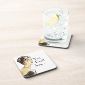  vrouwelijke retro illustratie sarcasme citaat bier onderzetter (Rechterzijde)