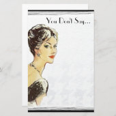  vrouwelijke retro illustratie sarcasme citaat briefpapier (Voorkant / Achterkant)