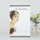  vrouwelijke retro illustratie sarcasme citaat briefpapier (Staand voorkant)