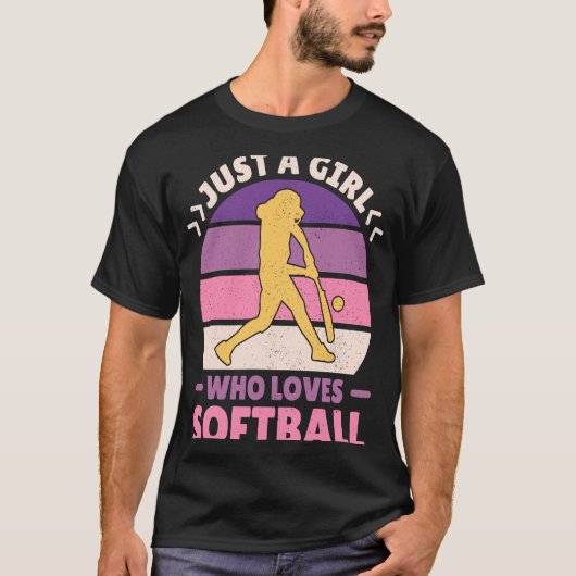 Vrouwelijke Retro Softball Player is gewoon een me T-shirt (Voorkant)
