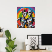 Vrouwelijke robots verliefd poster (Thuiskantoor)