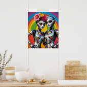 Vrouwelijke robots verliefd  poster (Keuken)
