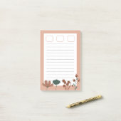 Vrouwelijke roze achtergrond botanische chic post-it® notes (Op bureau)