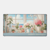 Vrouwelijke Roze Aquarel Bloemen Aangepaste Bureau Bureaumat (Voorkant)