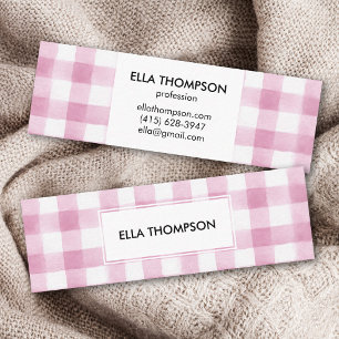 Vrouwelijke Roze Aquarel Buffalo Plaid Minimalisti Mini Visitekaartje