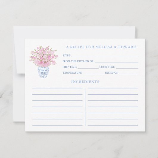 Vrouwelijke roze blauw gember potjes doucherecept  kaart (Voorkant)