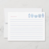 Vrouwelijke roze blauw gember potjes doucherecept  kaart (Achterkant)