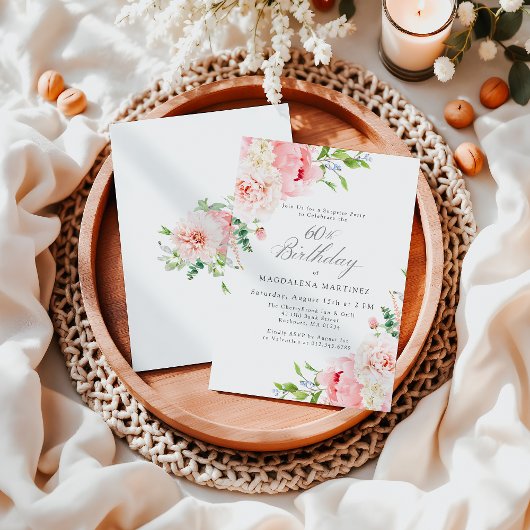 Vrouwelijke Roze Bloemen 60ste Verjaardag Surprise Kaart
