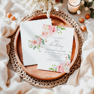 Vrouwelijke Roze Bloemen 70ste Verjaardag Surprise Kaart