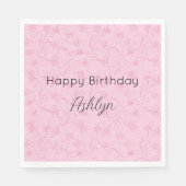 vrouwelijke roze bloemenverjaardag servet (Voorkant)