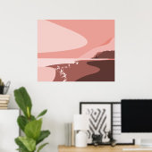 Vrouwelijke roze digitale kunst strand zeegezicht  poster (Thuiskantoor)