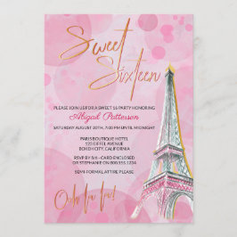 Vrouwelijke roze en gouden Eiffeltoren Paris Sweet Kaart