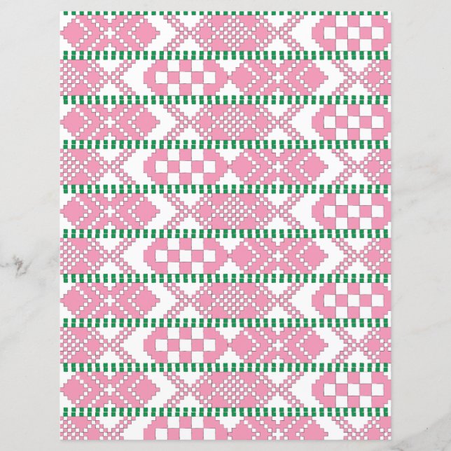 Vrouwelijke roze en witte Letse tribale volks kuns (Voorkant)