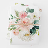 Vrouwelijke Roze en Witte Waterverf Bloemen Inpakpapier Vel (In situ)