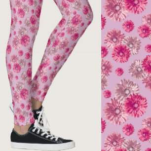Vrouwelijke roze gerbera madeliefje gebloemd gedru leggings