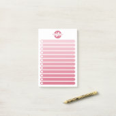 Vrouwelijke Roze Gradiënt Monogram Takenlijst Post-it® Notes (Op bureau)