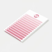 Vrouwelijke Roze Gradiënt Monogram Takenlijst Post-it® Notes (Schuin)