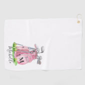 Vrouwelijke Roze Initiële Naam Monogram Golfhanddoek (Horizontaal)