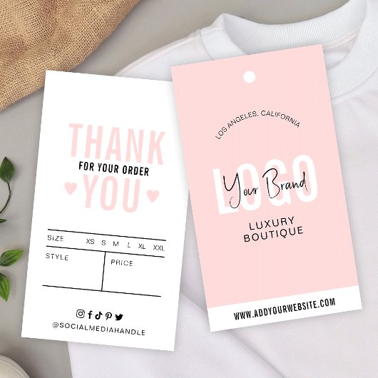 Vrouwelijke Roze Kleding Labels Boutique Hang Labe Visitekaartje