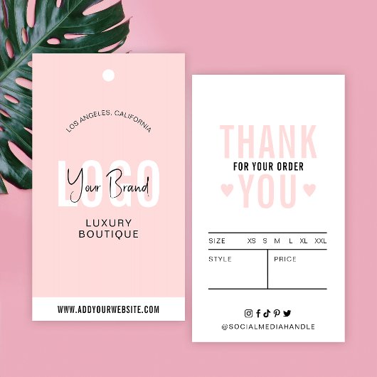 Vrouwelijke Roze Kleding Labels Boutique Hang Labe Visitekaartje