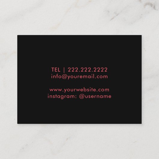 Vrouwelijke roze lippen en zwarte make-up schoonhe visitekaartje (Achterkant)