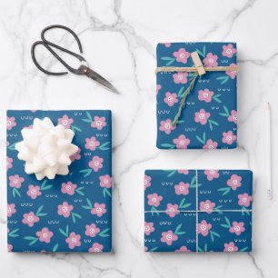 Vrouwelijke roze moderne bloemige botanische inpakpapier vel